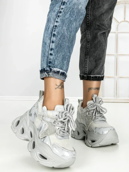Pantofi Sport Dama cu Platforma 3606 GREY | MEI