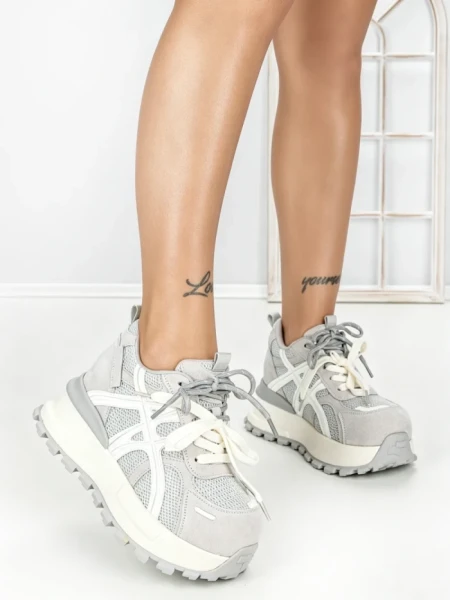 Pantofi Sport Dama din piele naturala 3651 GREY | PANTOFUL