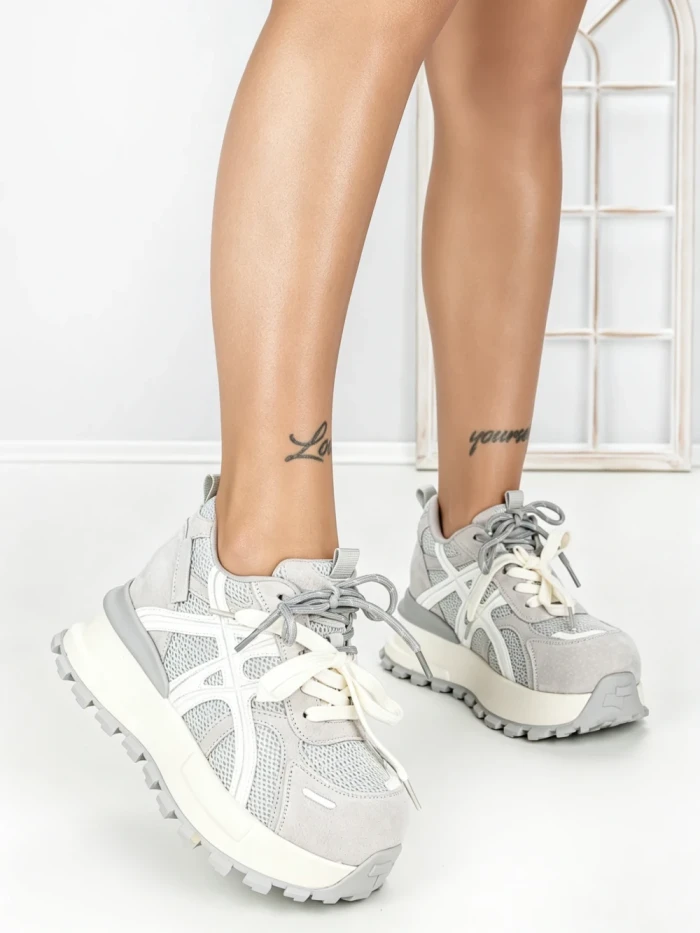 Pantofi Sport Dama din piele naturala 3651 GREY | PANTOFUL