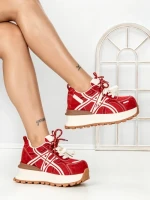 Pantofi Sport Dama din piele naturala 3651 RED | PANTOFUL