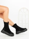 Ghete Dama cu Platforma 5AH66 ALL BLACK | MEI