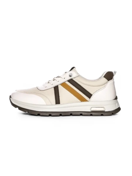 Pantofi Sport Barbati din piele naturala 21835 WHITE-BROWN | ADVANCER