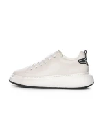 Pantofi Sport Barbati din piele naturala 51191 Alb-Negr... » MeiMei.Ro