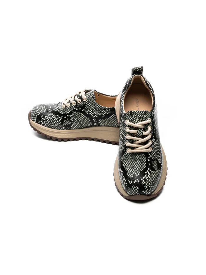 Pantofi Sport Dama din piele naturala 10886 BLACK-GREEN | ADVANCER