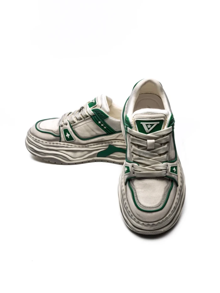 Pantofi Sport Barbati din piele naturala 98512-1 WHITE-GREEN | ADVANCER