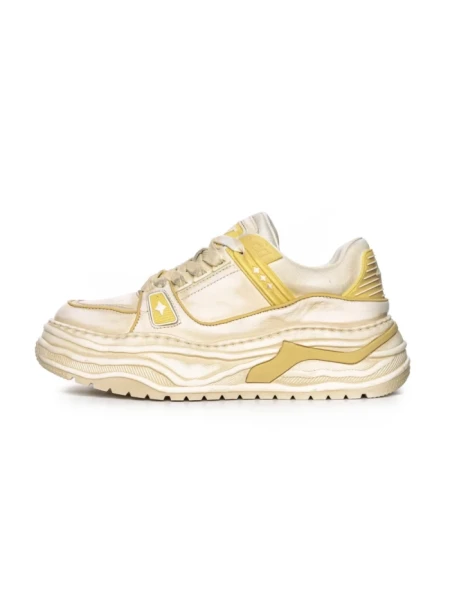 Pantofi Sport Barbati din piele naturala 98512-1 WHITE-YELLOW | ADVANCER