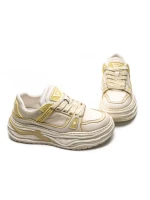 Pantofi Sport Barbati din piele naturala 98512-1 WHITE-YELLOW | ADVANCER