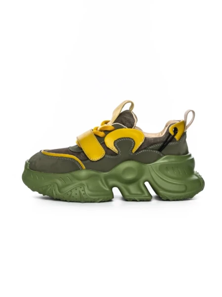 Pantofi Sport Dama din piele naturala HD37872 GREEN-YELLOW | ADVANCER
