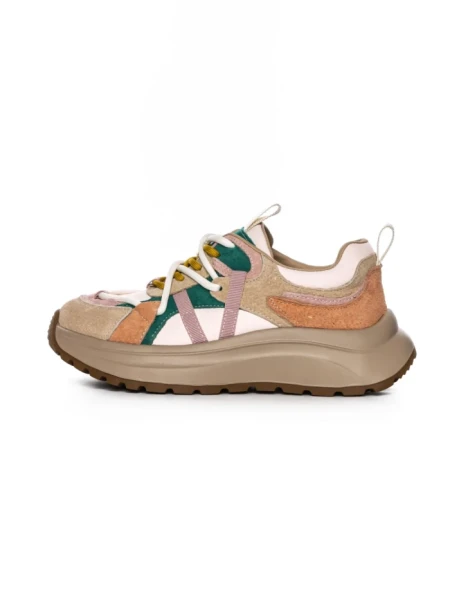 Pantofi Sport Dama din piele naturala HW9256-1 APRICOT-GREEN | FRANCO GERARDO