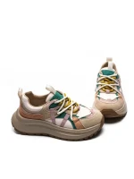 Pantofi Sport Dama din piele naturala HW9256-1 APRICOT-GREEN | FRANCO GERARDO