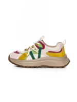 Pantofi Sport Dama din piele naturala HW9256-1 CREAM-GREEN | FRANCO GERARDO