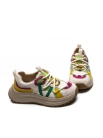 Pantofi Sport Dama din piele naturala HW9256-1 CREAM-GREEN | FRANCO GERARDO