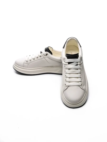 Pantofi Sport Barbati din piele naturala 8632-1 WHITE-BLACK | ADVANCER