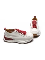 Pantofi Sport Dama din piele naturala BG08 CREAM-RED | ADVANCER