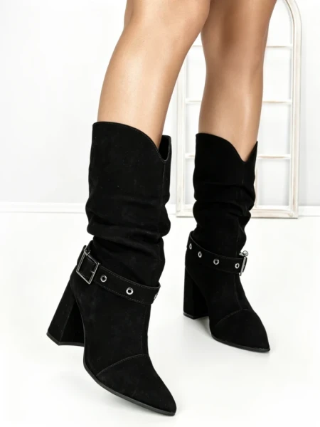 Ghete Dama din piele naturala 6GS9 BLACK | PANTOFUL