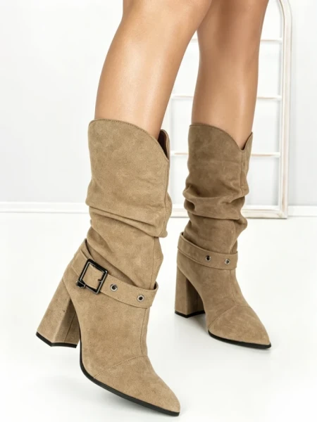 Ghete Dama din piele naturala 6GS9 KHAKI | PANTOFUL