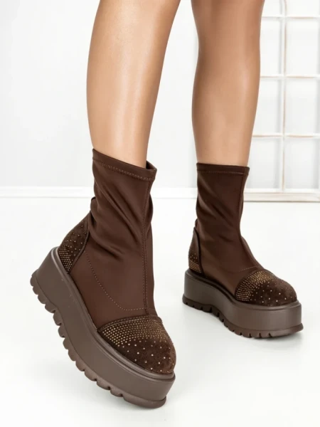 Ghete Dama cu Platforma 3AL78 DARK BROWN | MEI