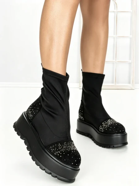 Ghete Dama cu Platforma 3AL78 BLACK-GUN | MEI