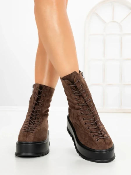 Ghete Dama cu Platforma 3AL77 DARK BROWN | MEI