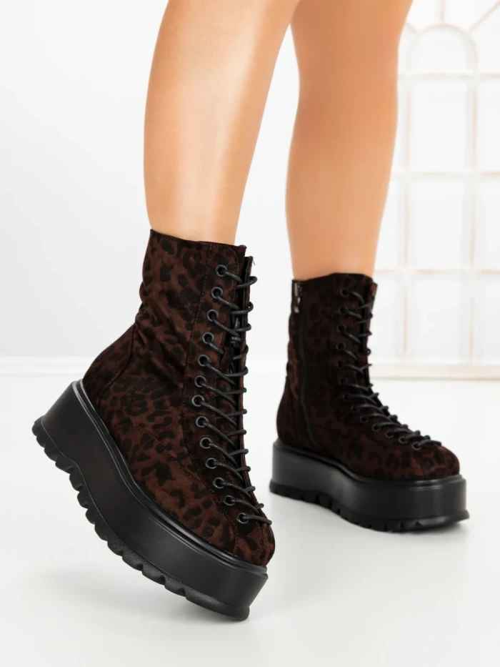 Ghete Dama cu Platforma 3AL77 BROWN-LEOPARD | MEI