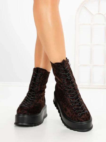 Ghete Dama cu Platforma 3AL77 BROWN-LEOPARD | MEI