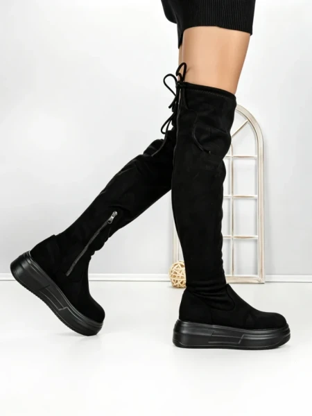 Cizme Dama cu Platforma 68WL28 BLACK | MEI