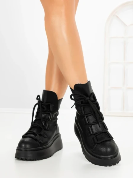 Ghete Dama cu Platforma 6ZP13 BLACK | MEI