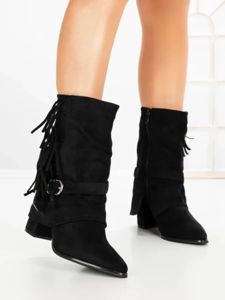 Botine cu Toc Gros 6AH32 BLACK | MEI