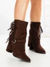 Botine cu Toc Gros 6AH32 BROWN | MEI