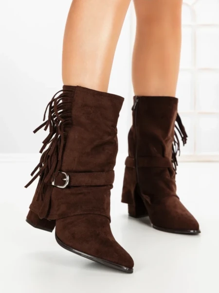 Botine cu Toc Gros 6AH32 BROWN | MEI