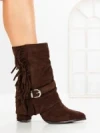 Botine cu Toc Gros 6AH32 BROWN | MEI