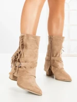 Botine cu Toc Gros 6AH32 KHAKI | MEI