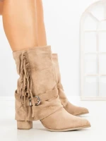 Botine cu Toc Gros 6AH32 KHAKI | MEI