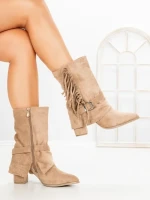 Botine cu Toc Gros 6AH32 KHAKI | MEI