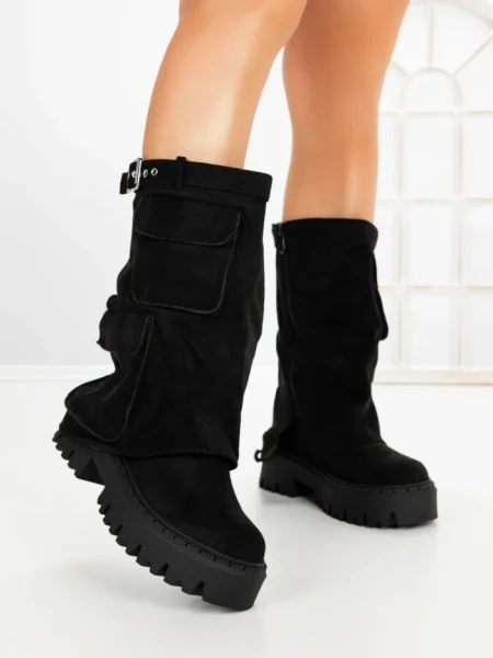 Ghete Dama cu Platforma 6AH27 BLACK | MEI