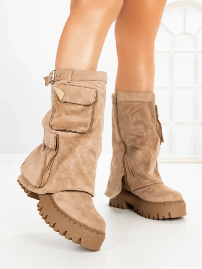Ghete Dama cu Platforma 6AH27 KHAKI | MEI