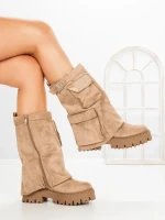 Ghete Dama cu Platforma 6AH27 KHAKI | MEI