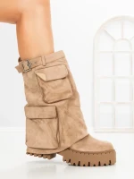 Ghete Dama cu Platforma 6AH27 KHAKI | MEI