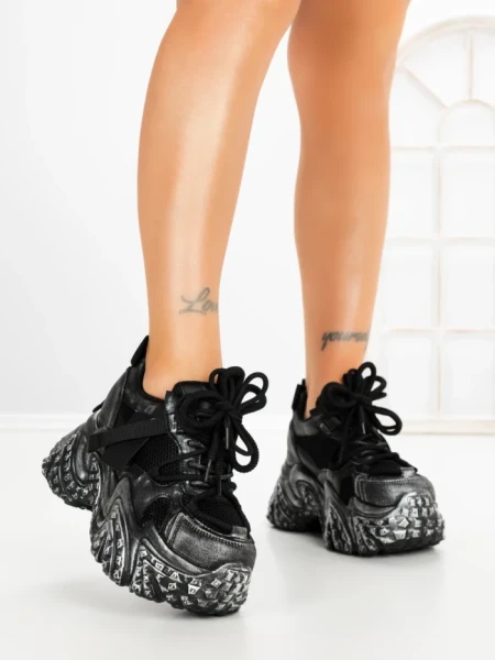 Pantofi Sport Dama cu Platforma 9999-6 BLACK | MEI