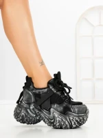 Pantofi Sport Dama cu Platforma 9999-6 BLACK | MEI