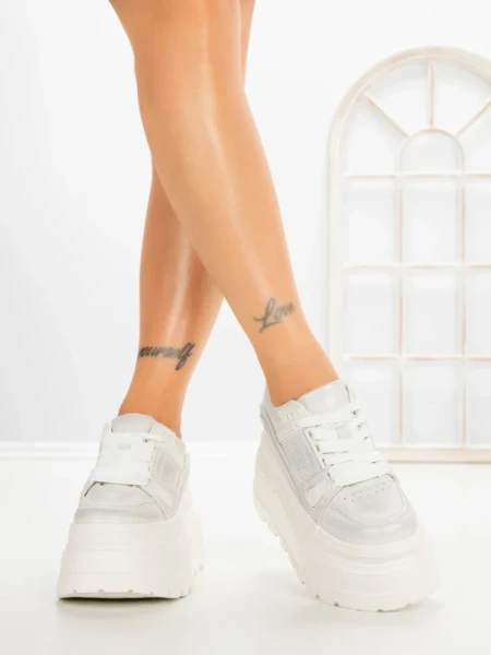 Pantofi Sport Dama cu Platforma 6208-9 WHITE | MEI