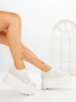 Pantofi Sport Dama cu Platforma 6208-9 WHITE | MEI