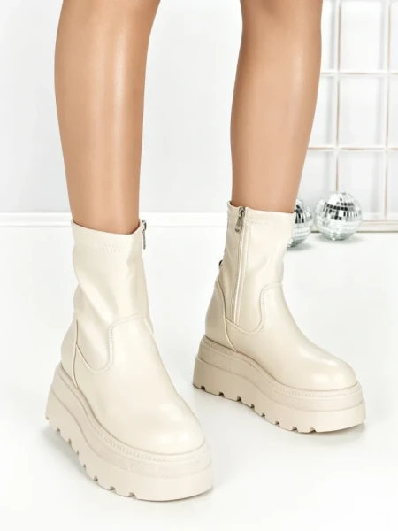 Ghete Dama cu Platforma 68WL35 BEIGE | MEI