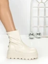 Ghete Dama cu Platforma 68WL35 BEIGE | MEI