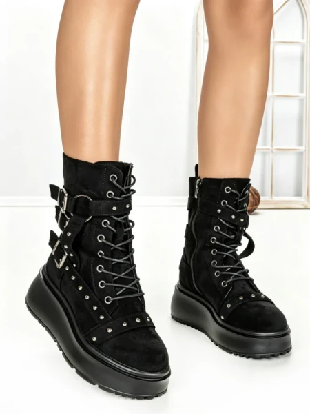 Ghete Dama cu Platforma 6ZP6 BLACK | MEI
