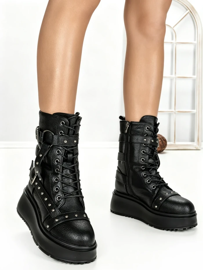 Ghete Dama cu Platforma 6ZP6 BLACK | MEI