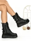 Ghete Dama cu Platforma 6ZP6 BLACK | MEI