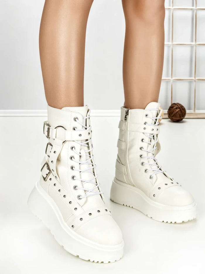 Ghete Dama cu Platforma 6ZP6 WHITE | MEI