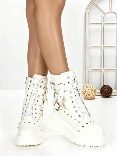Ghete Dama cu Platforma 6ZP6 WHITE | MEI