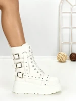 Ghete Dama cu Platforma 6ZP6 WHITE | MEI